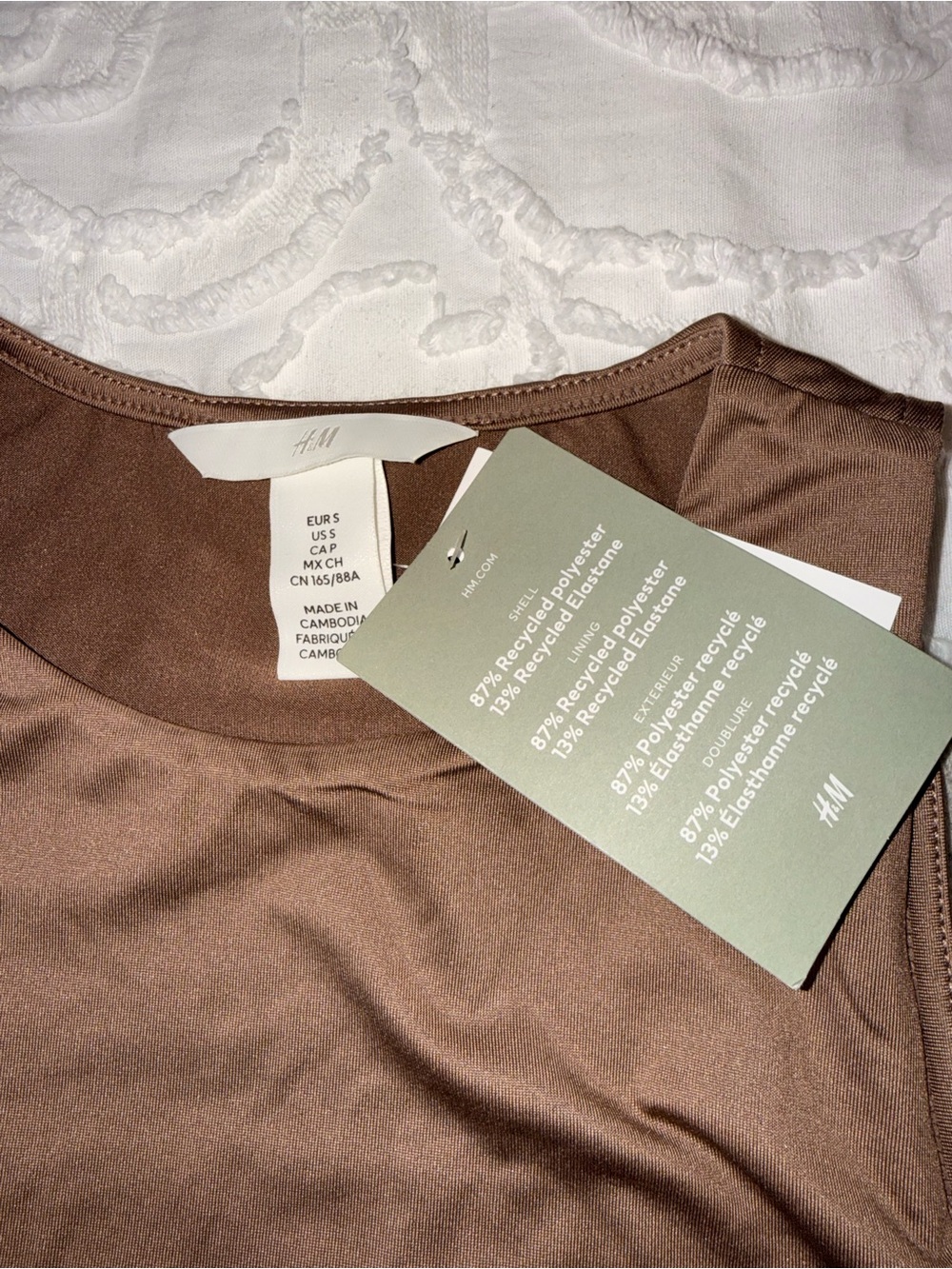 NWT H&M Brown/Beige Sleeveless One-Piece Bodysuit - Picture 3 of 7